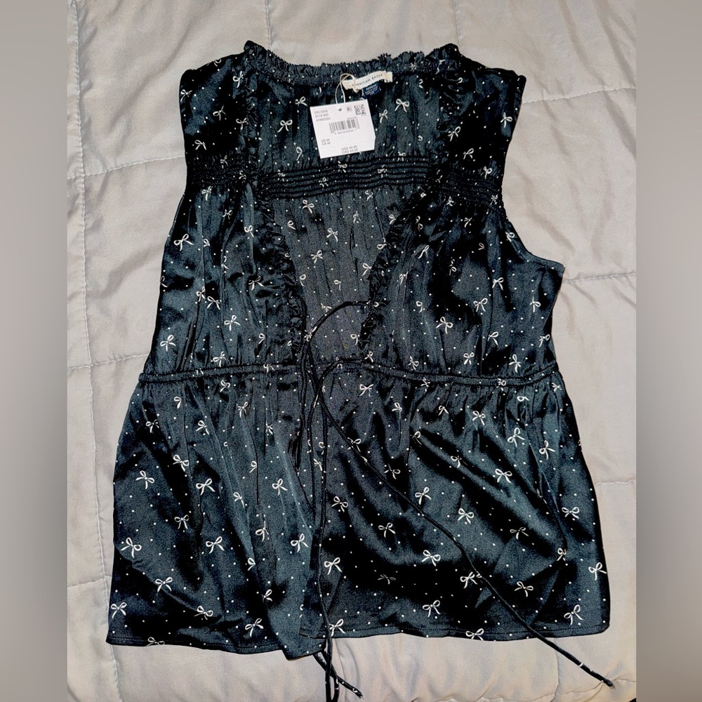 AE Tie Front Printed Top